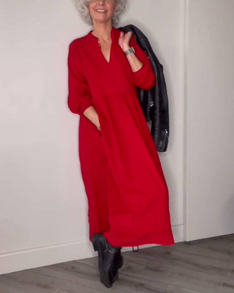 Juliette - Robe élégante à décolleté en V avec manches longues