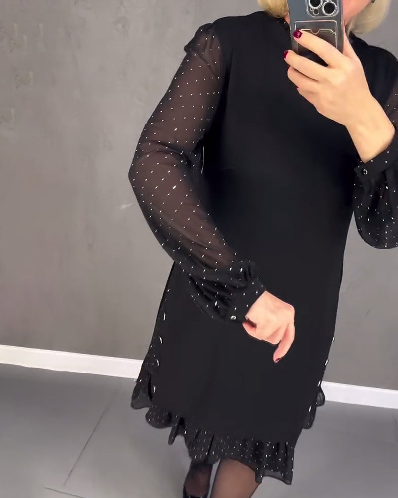 ELIANA | Robe Chic à Manches Transparentes et Silhouette Flatteuse pour les Événements d'Automne