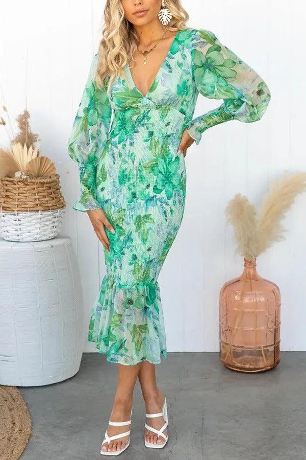 Robe Midi Volantée Fleurie Camellia™