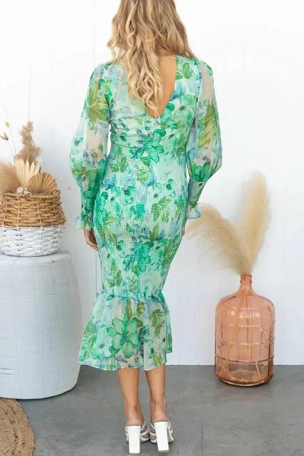 Robe Midi Volantée Fleurie Camellia™
