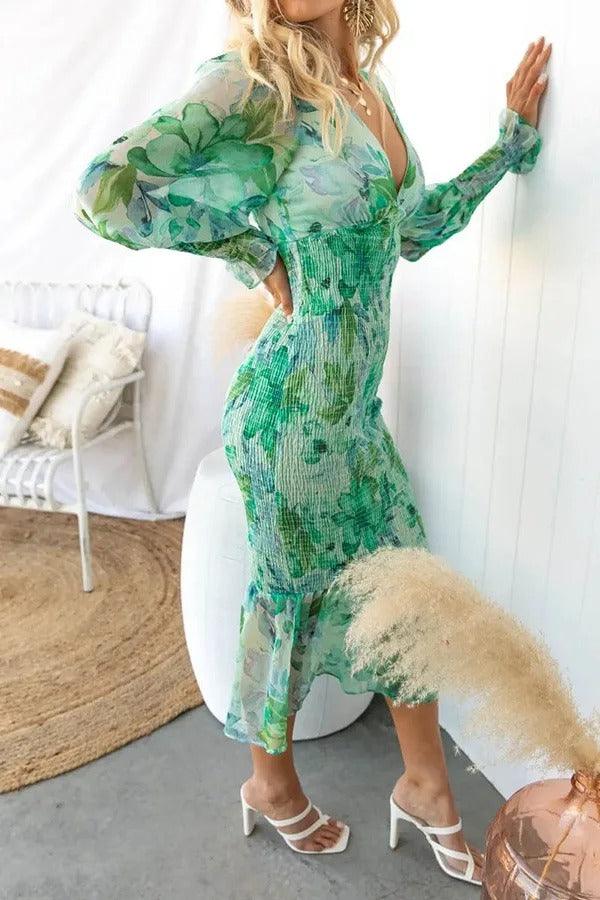 Robe Midi Volantée Fleurie Camellia™