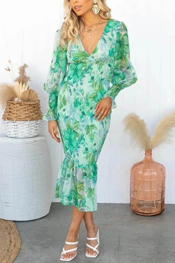 Robe Midi Volantée Fleurie Camellia™