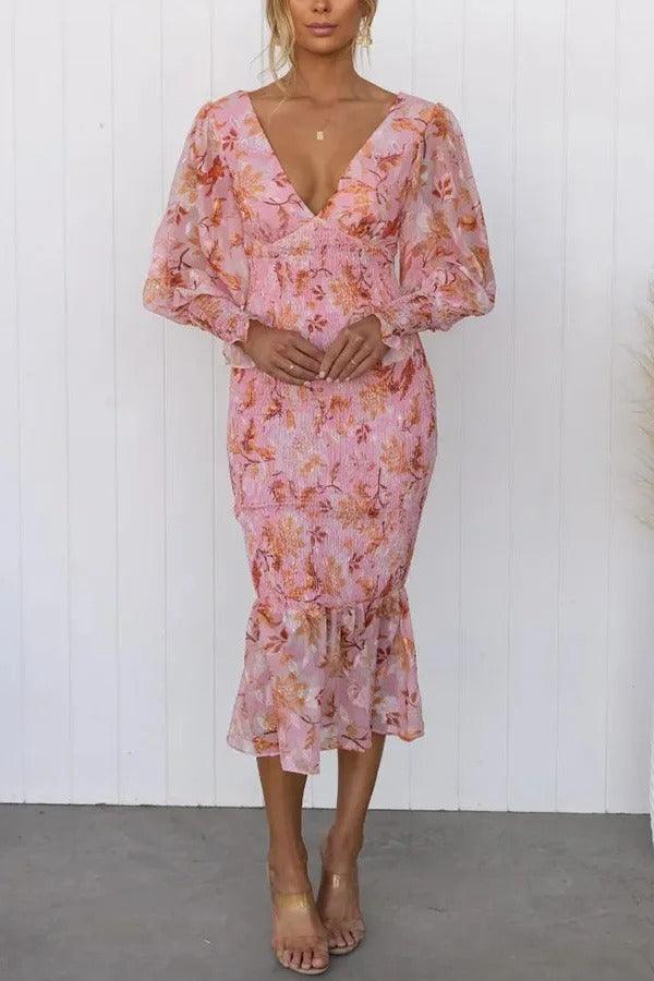 Robe Midi Volantée Fleurie Camellia™