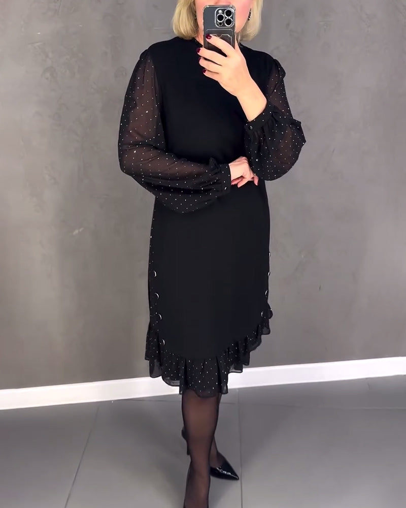 ELIANA | Robe Chic à Manches Transparentes et Silhouette Flatteuse pour les Événements d'Automne