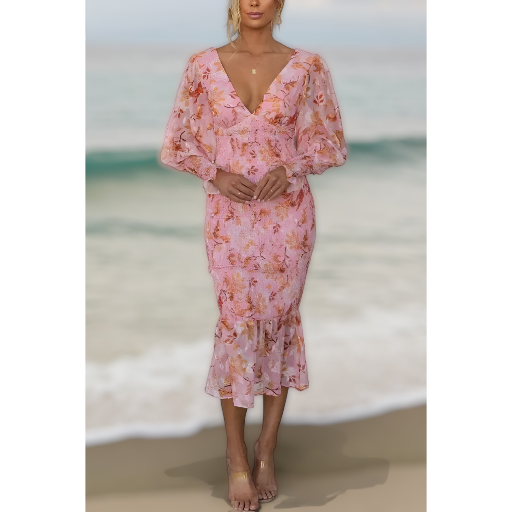 Robe Midi Volantée Fleurie Camellia™