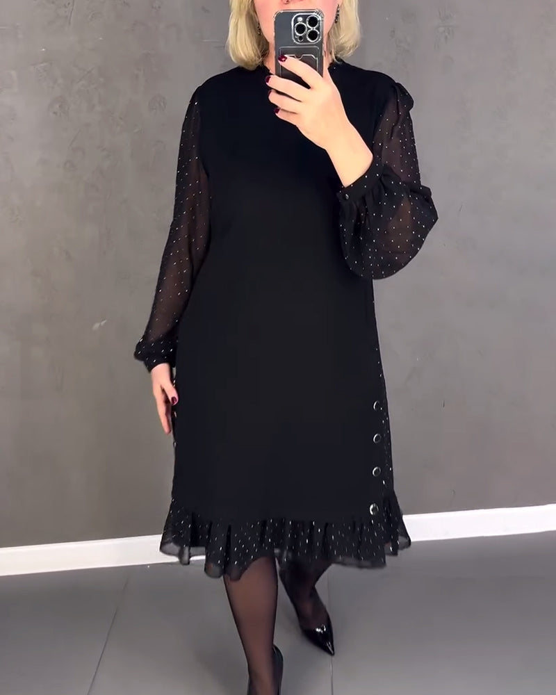 ELIANA | Robe Chic à Manches Transparentes et Silhouette Flatteuse pour les Événements d'Automne