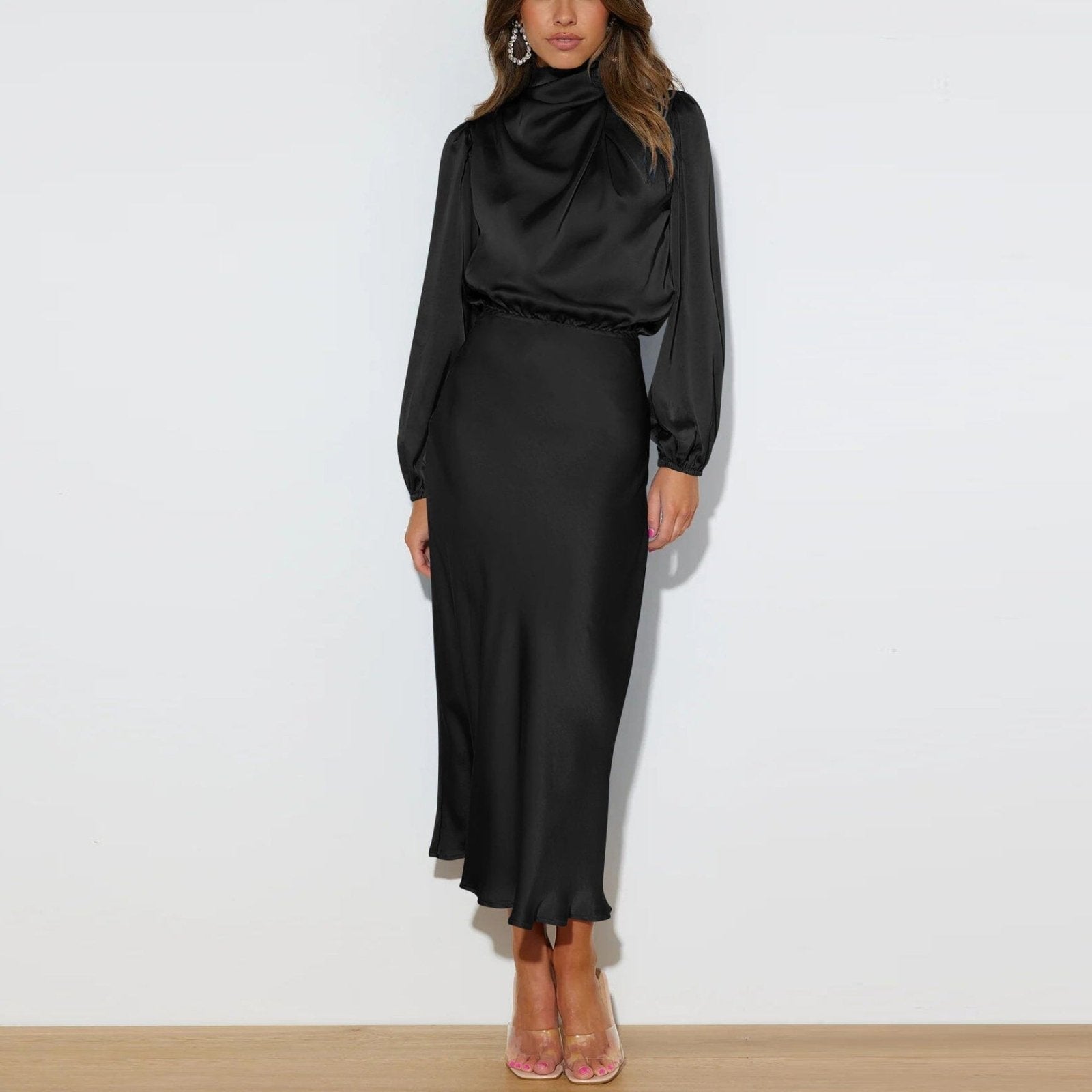Evelyn™ | Robe en soie élégante à manches longues
