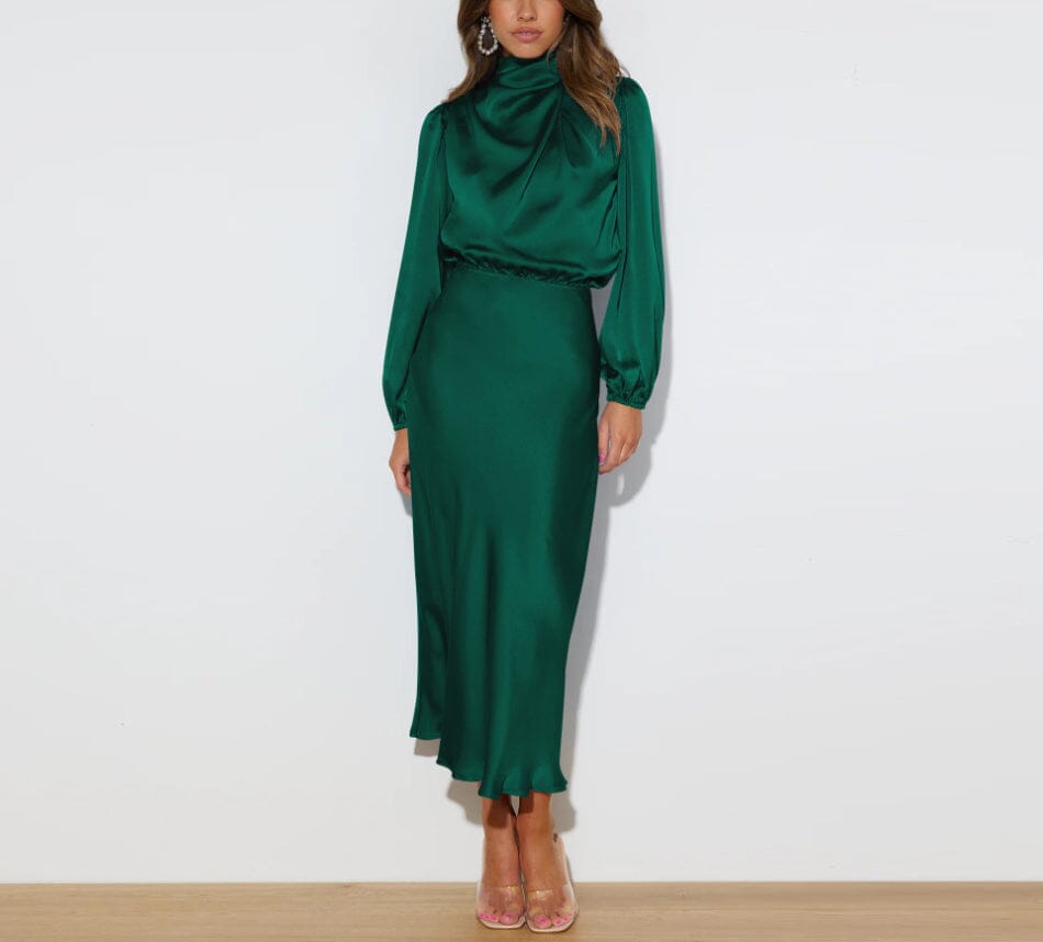 Evelyn™ | Robe en soie élégante à manches longues