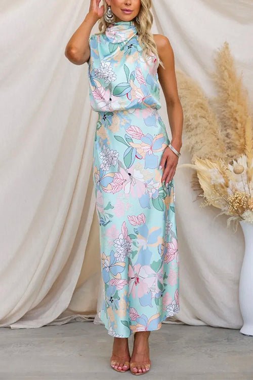 Georgia™ | Robe longue en satin imprimé