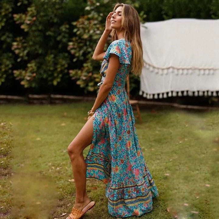 Alva ™ - Élégante Robe Longue Femme avec Fente Sensuelle pour l'Été