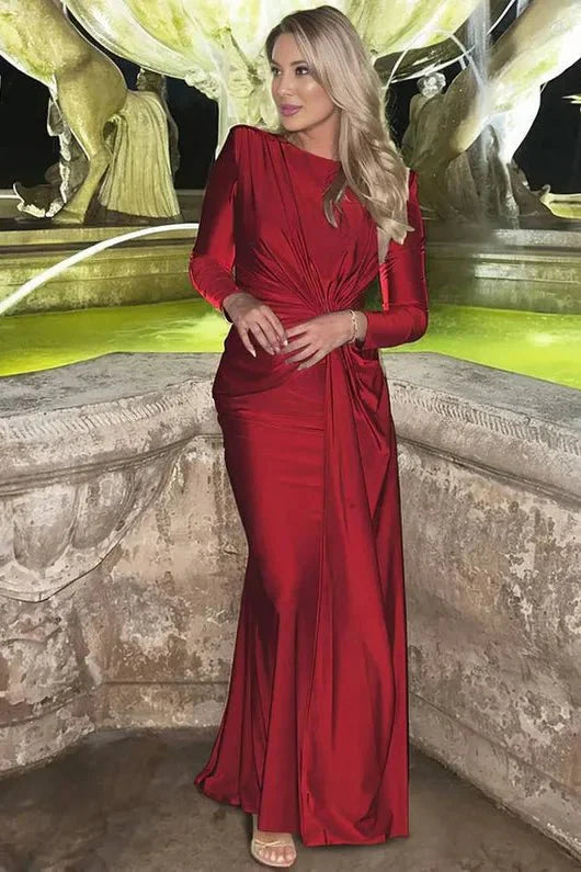Michaela™ | Robe Maxi Élégante à Manches Longues et Froufrous