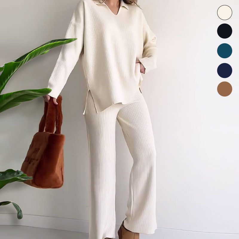 Amalia™ | Ensemble de deux pièces décontracté avec décolleté en V et fente
