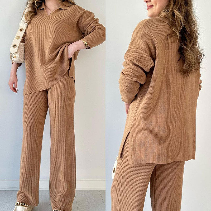 Amalia™ | Ensemble de deux pièces décontracté avec décolleté en V et fente