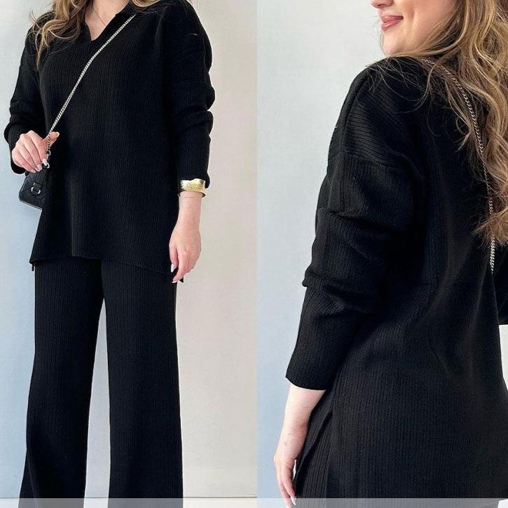 Amalia™ | Ensemble de deux pièces décontracté avec décolleté en V et fente