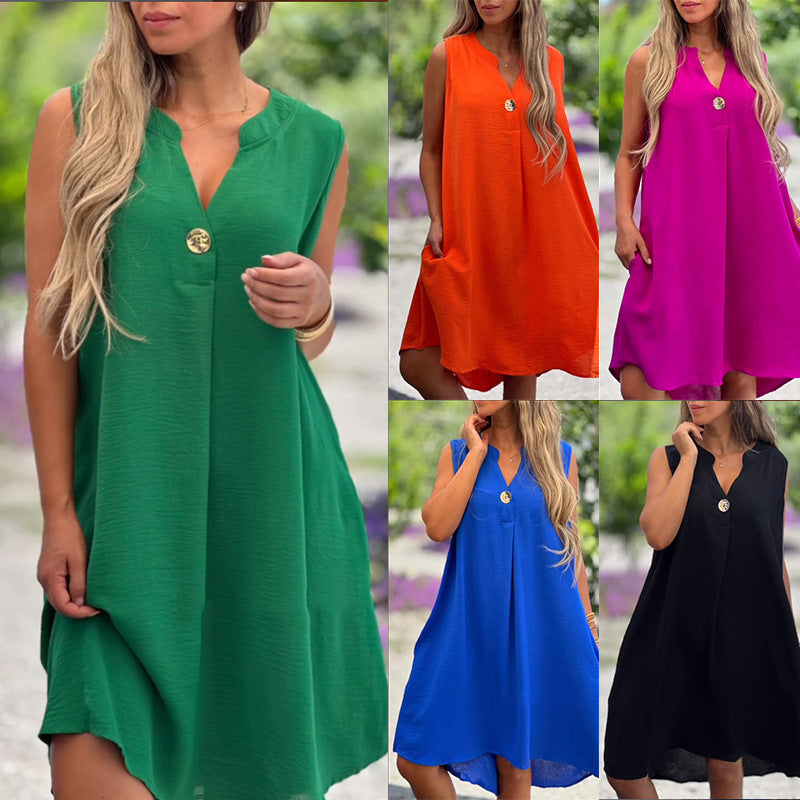 Sheryl™ - Robe sans manches à décolleté en V