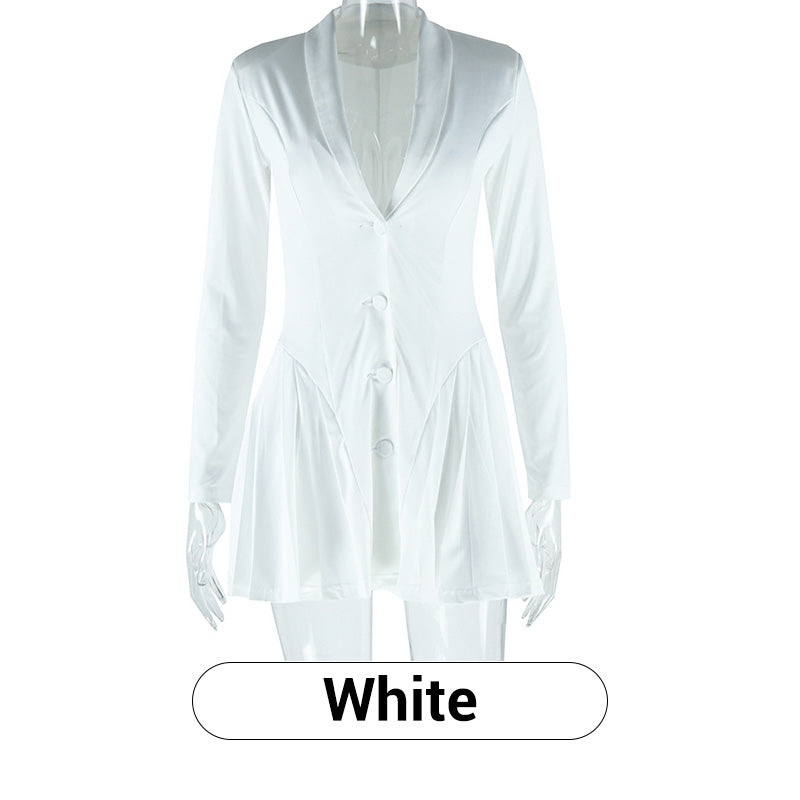 Robe courte plissée à décolleté en V profond pour femme