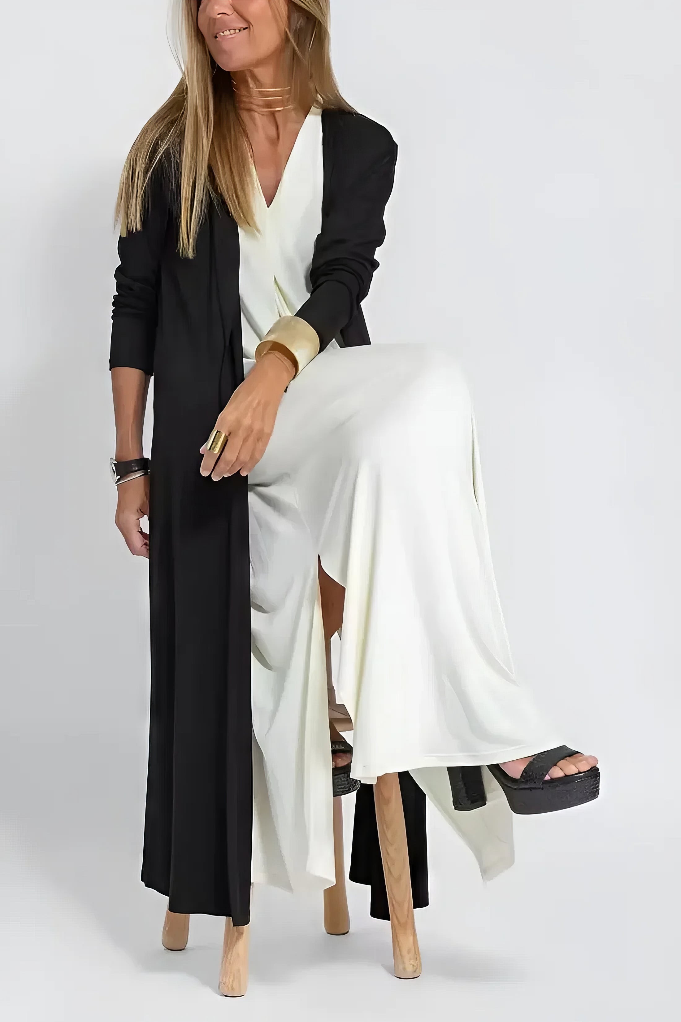 ELISE | Élégante Robe Longue avec Cardigan Inclus