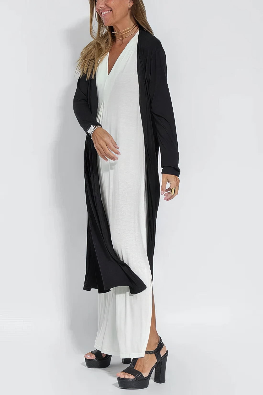 ELISE | Élégante Robe Longue avec Cardigan Inclus