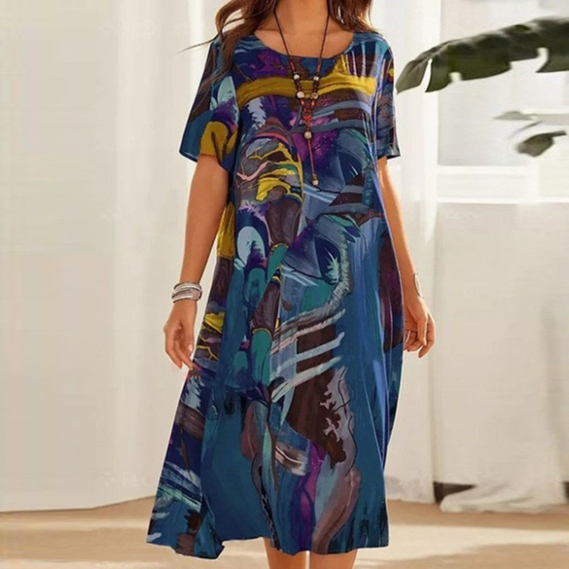 Serafina | Élégante robe midi à motif abstrait