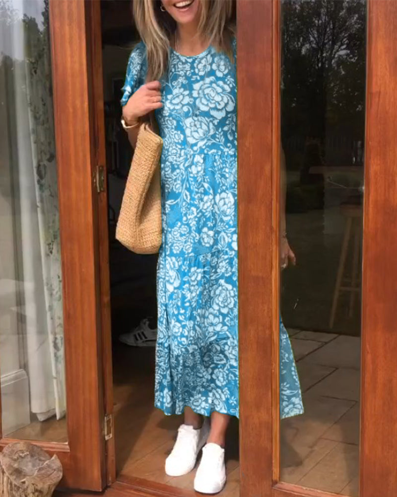 Jasmin - Robe florale à manches courtes