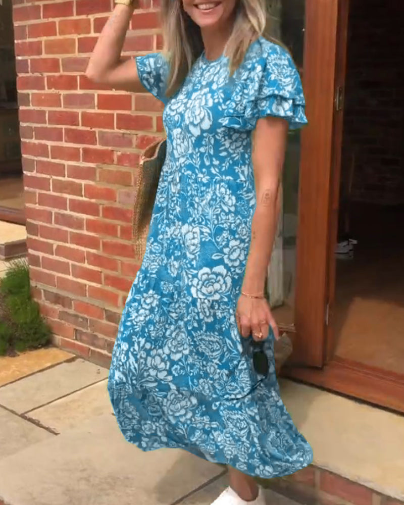 Jasmin - Robe florale à manches courtes