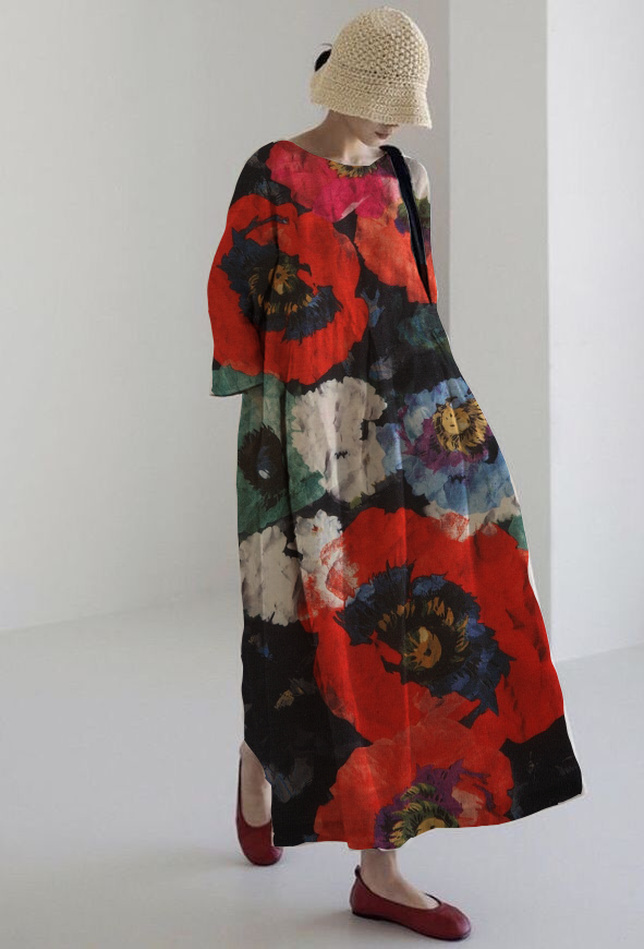ROSALIA | Robe Midi Florale Éclatante