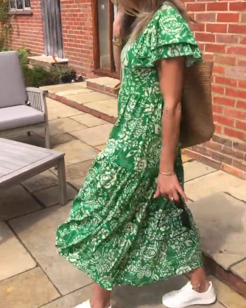 Jasmin - Robe florale à manches courtes