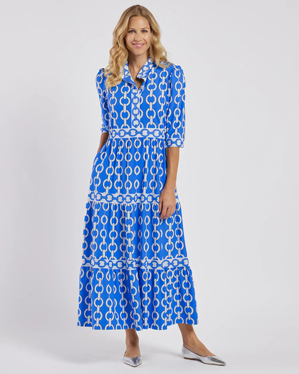 VIOLETTA | Élégante Robe Longue au Motif Graphique et Style Méditerranéen