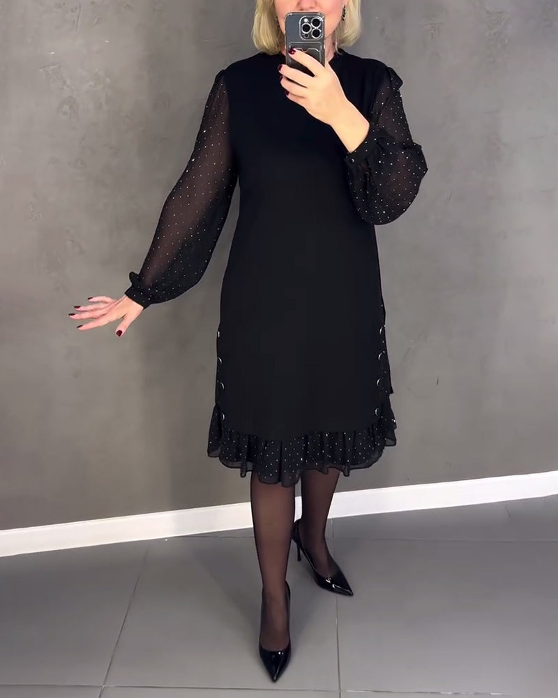 ELIANA | Robe Chic à Manches Transparentes et Silhouette Flatteuse pour les Événements d'Automne