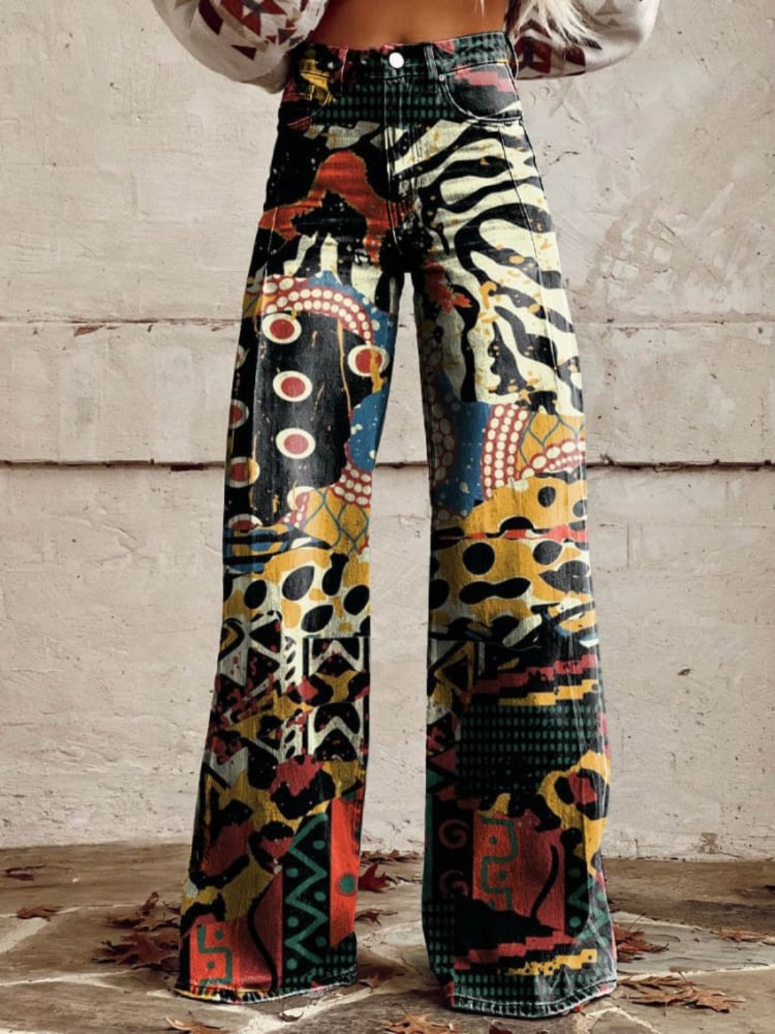 CARAMEL | Pantalons Amples au Motif Artistique Chic et Audacieux