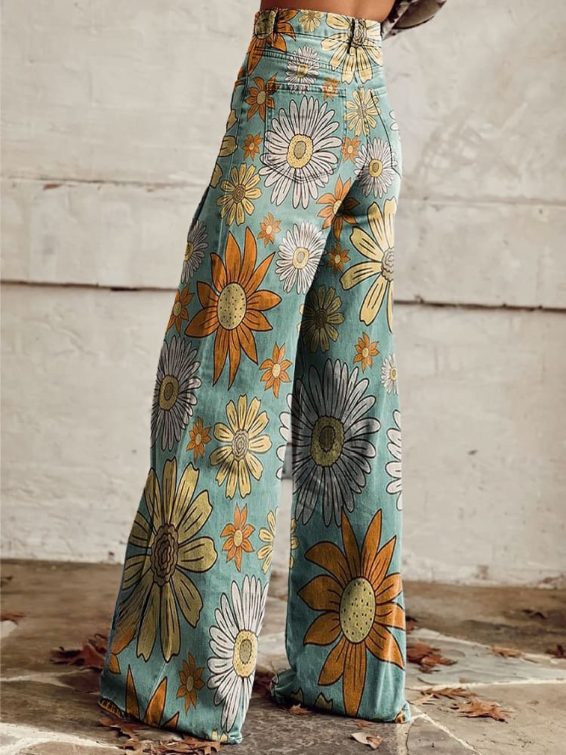 DOMINIQUE | Pantalons Palazzo à Imprimé Floral Rétro