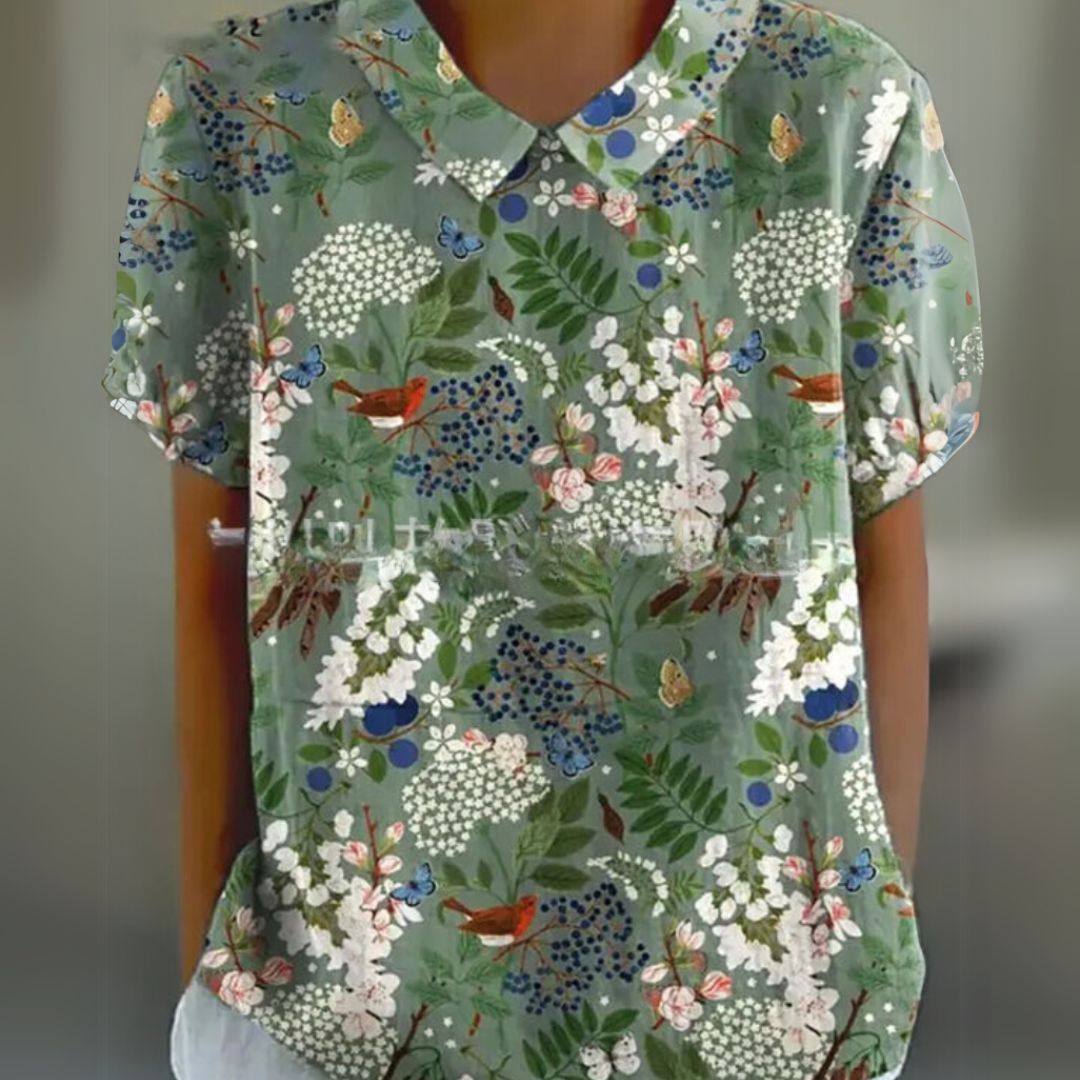 Málinka | Chemisier en lin à motifs floraux pour un look décontracté