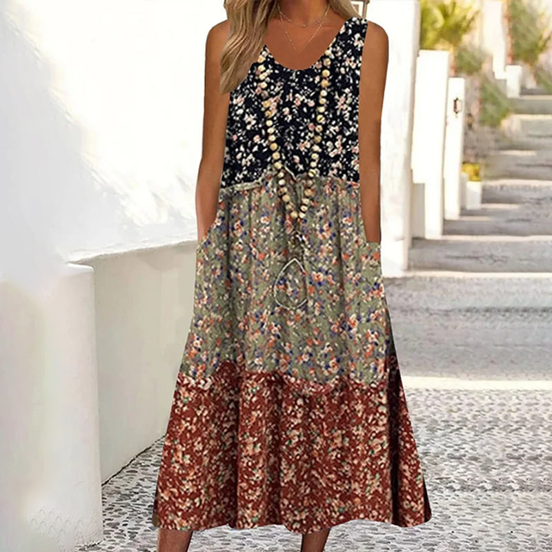 Isabeau - Robe Florale Vintage en Patchwork