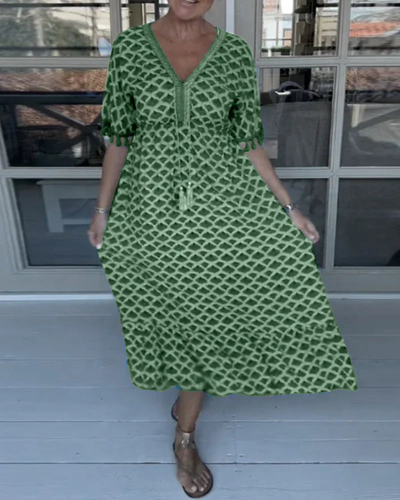 Robe à col en V ornée de Jelly