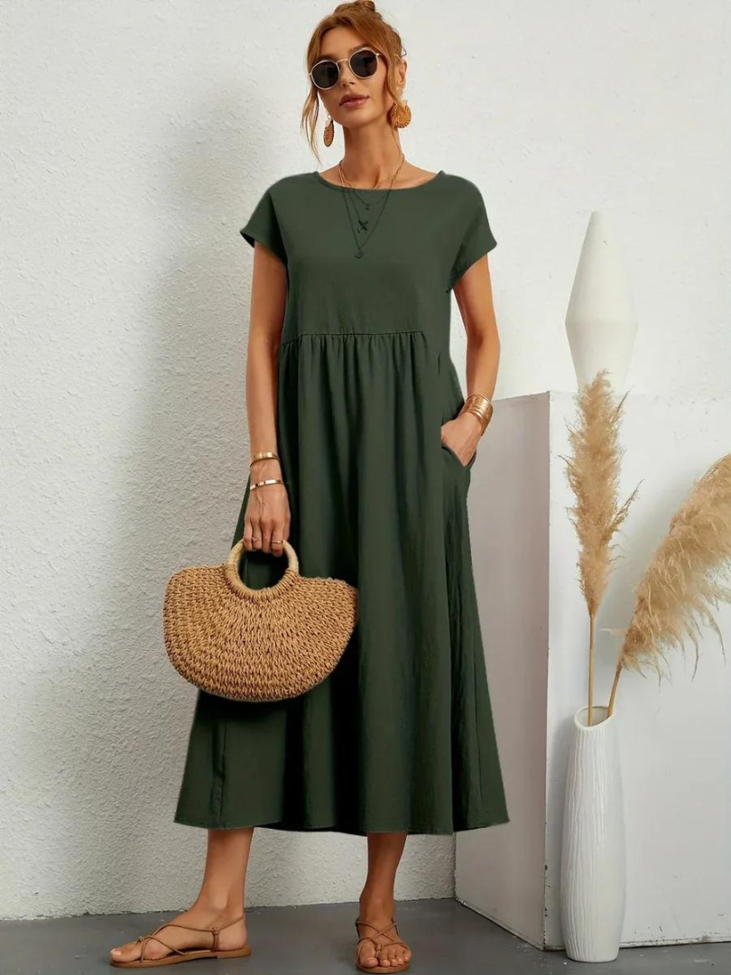 Ruby™ | Élégante Robe Essentielle en Coton et Lin