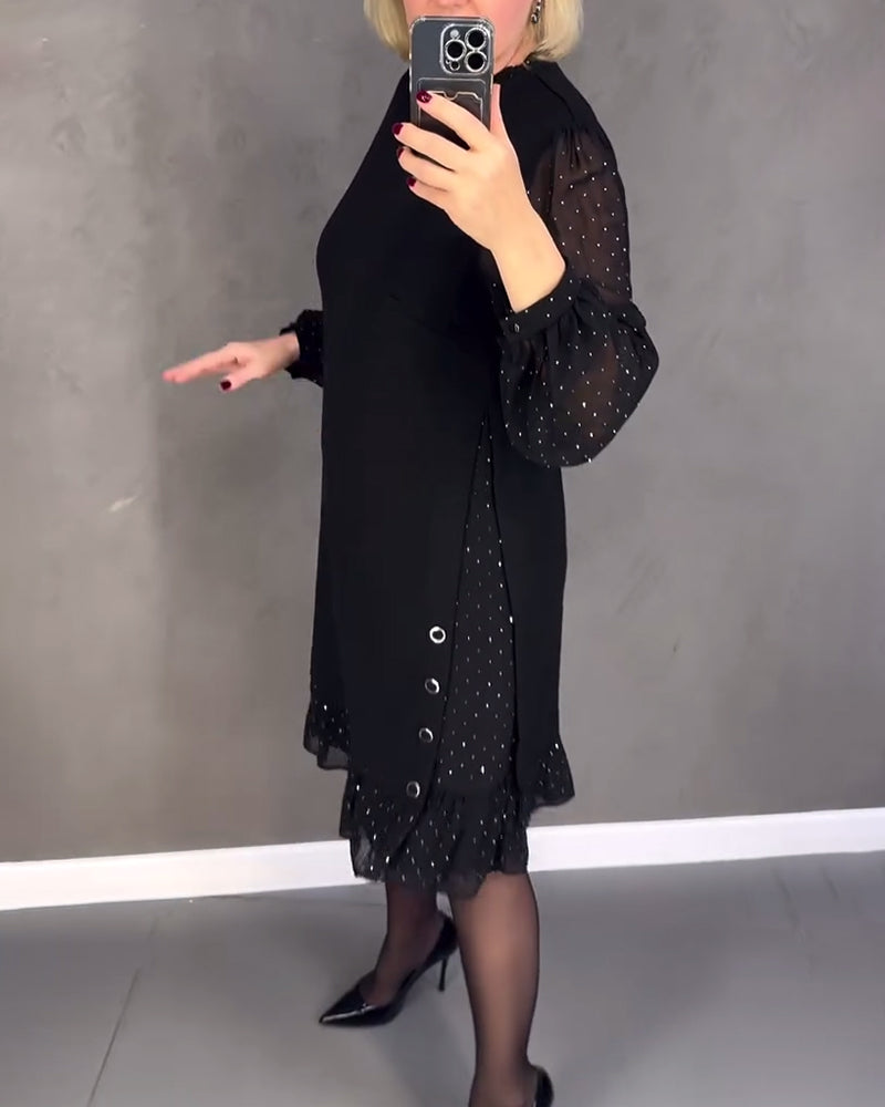 ELIANA | Robe Chic à Manches Transparentes et Silhouette Flatteuse pour les Événements d'Automne
