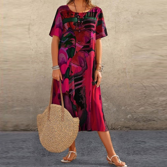 Serafina | Élégante robe midi à motif abstrait