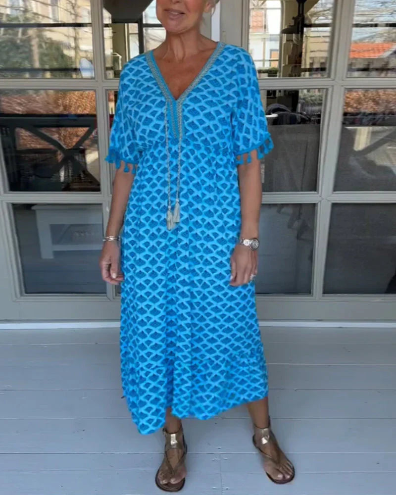Robe à col en V ornée de Jelly