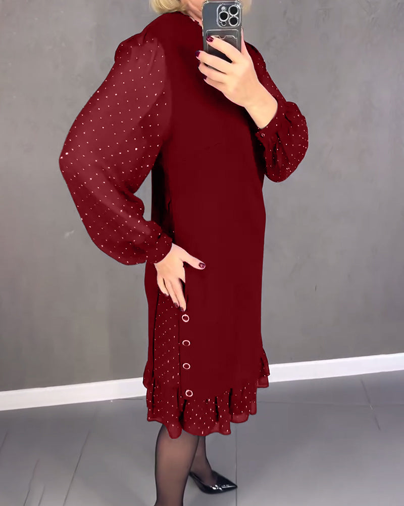 ELIANA | Robe Chic à Manches Transparentes et Silhouette Flatteuse pour les Événements d'Automne