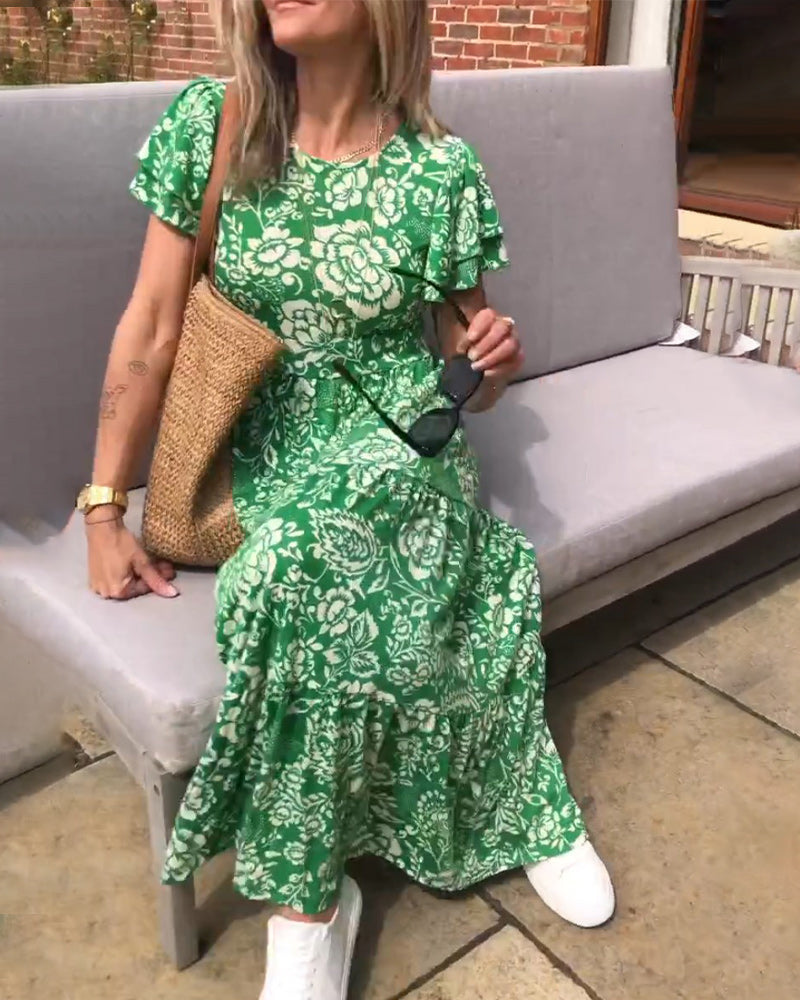 Jasmin - Robe florale à manches courtes