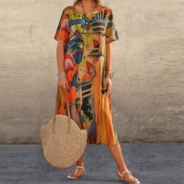 Serafina | Élégante robe midi à motif abstrait