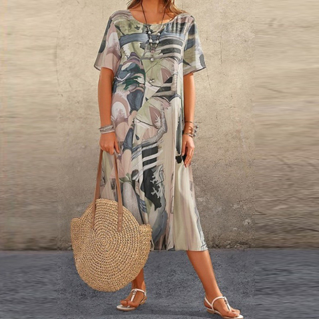 Serafina | Élégante robe midi à motif abstrait