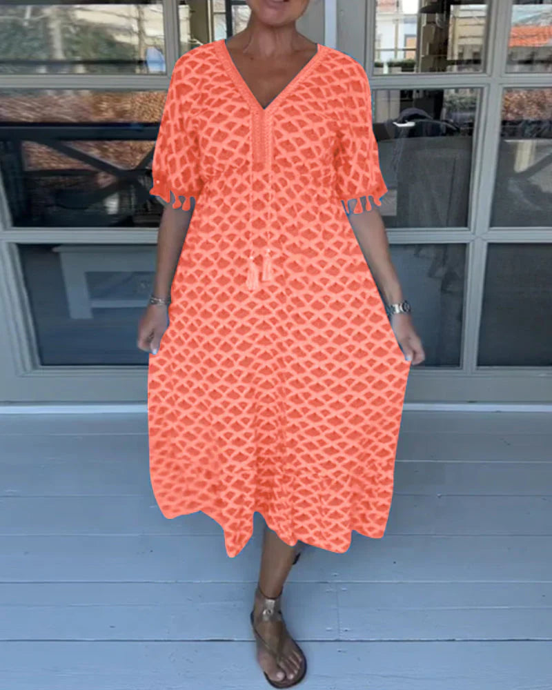 Robe à col en V ornée de Jelly