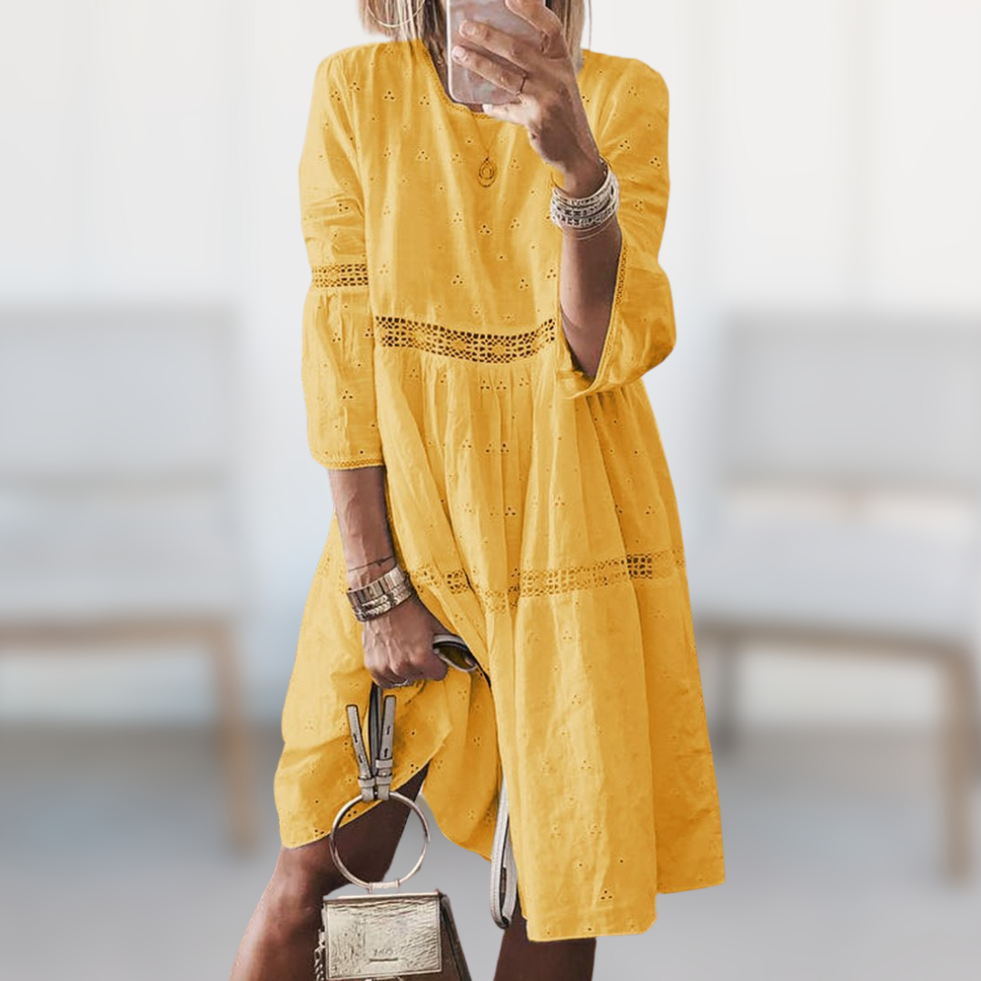 Marianne | Élégante robe longue avec broderies raffinées
