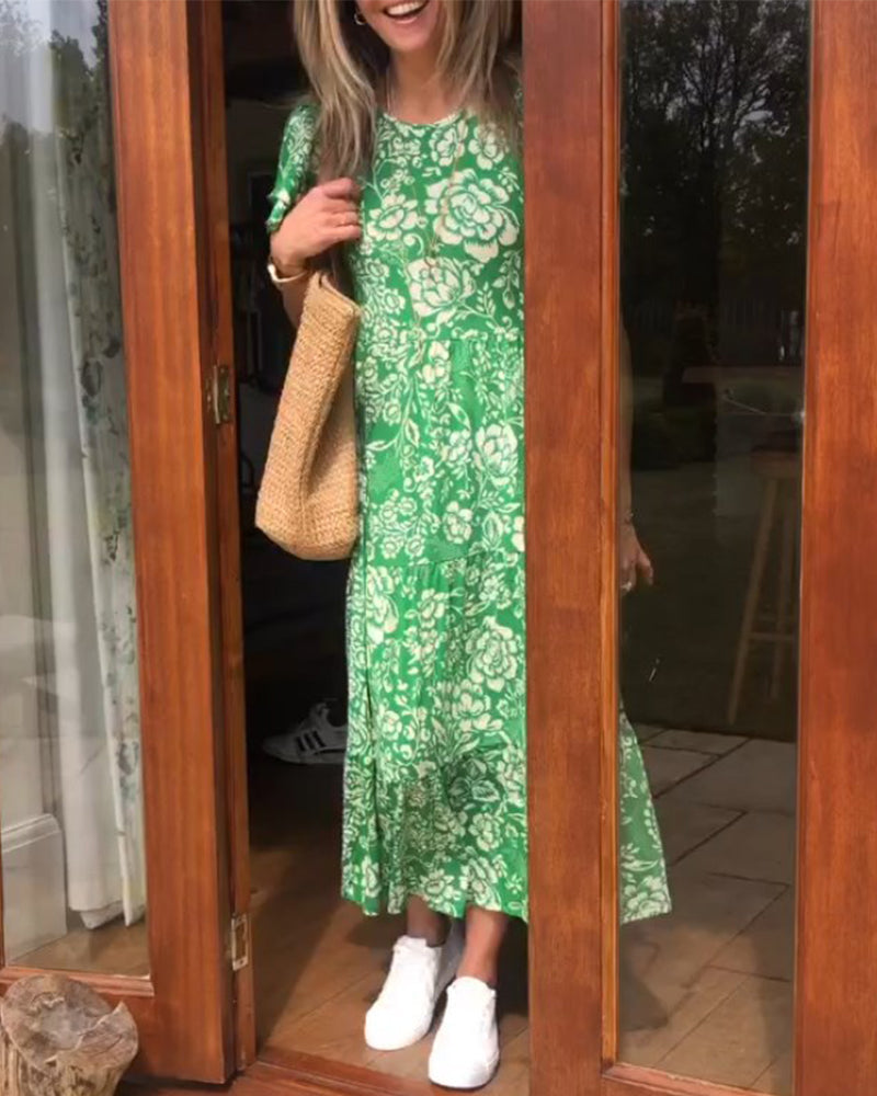 Jasmin - Robe florale à manches courtes