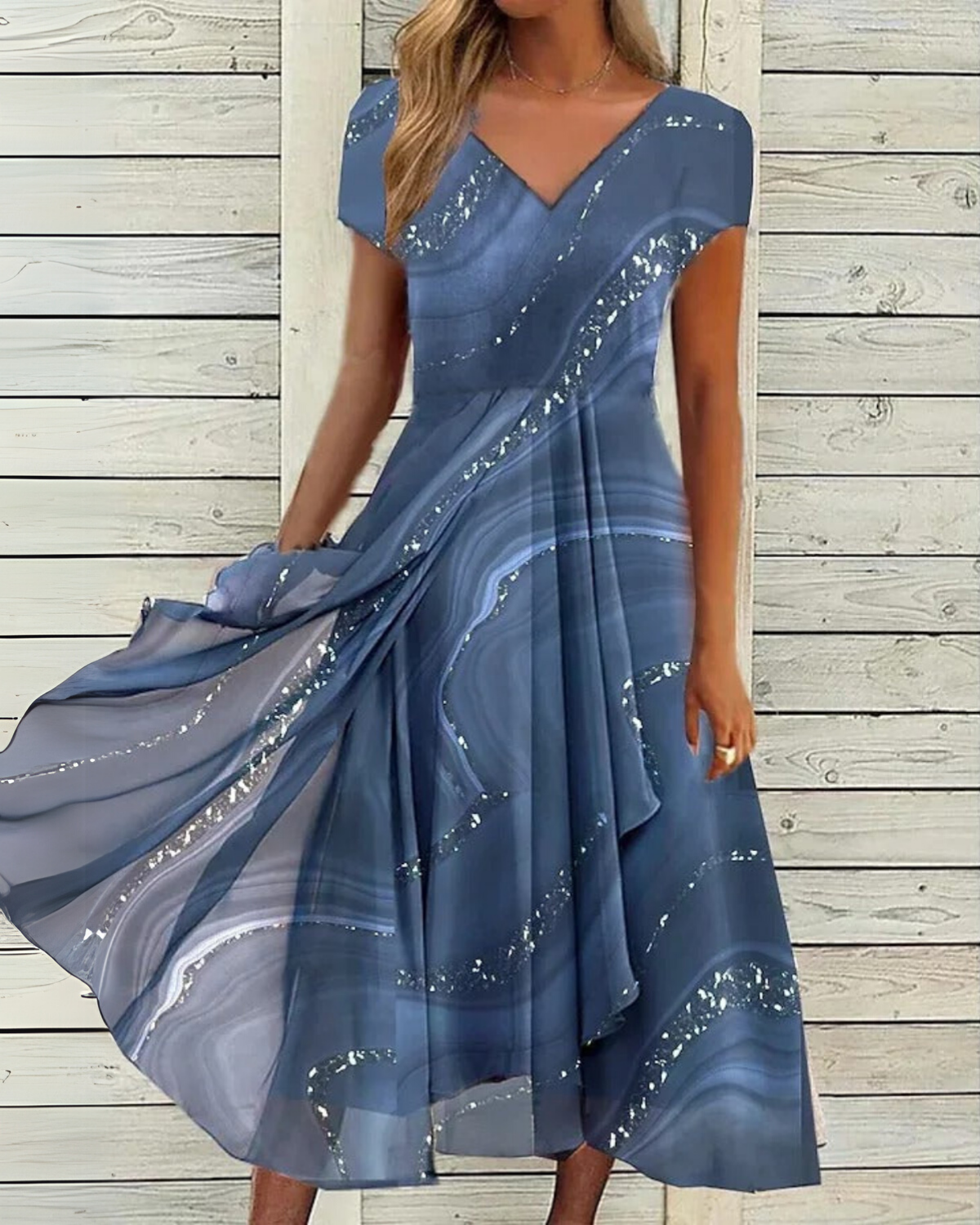 Naomi | Robe midi à col en V