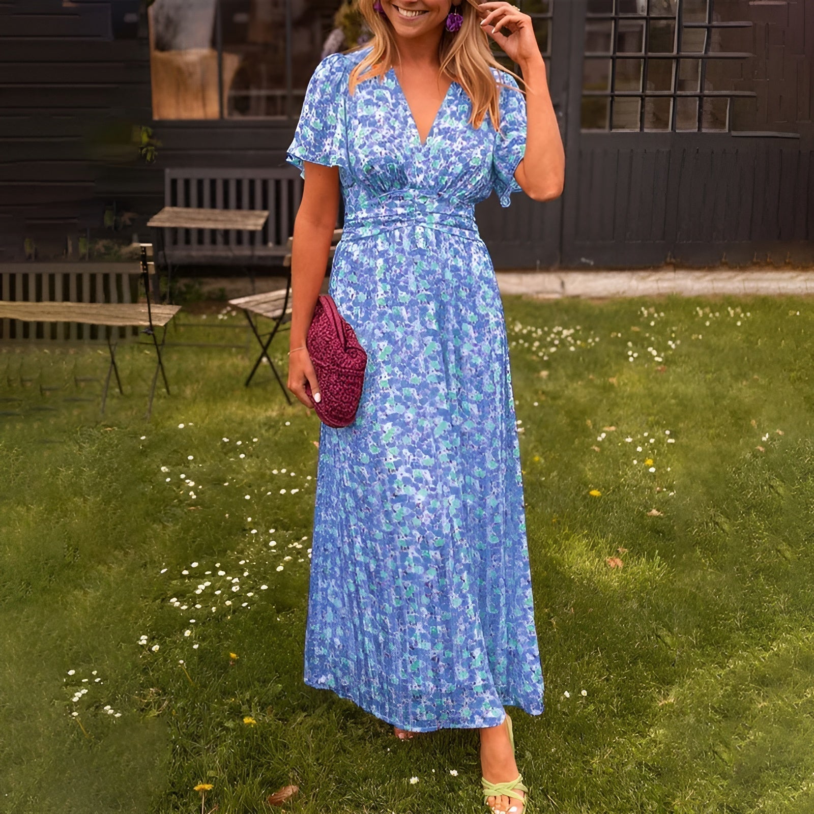 Robe Longue Femme Elsa ™ - Élégance et Confort Optimal avec Col V