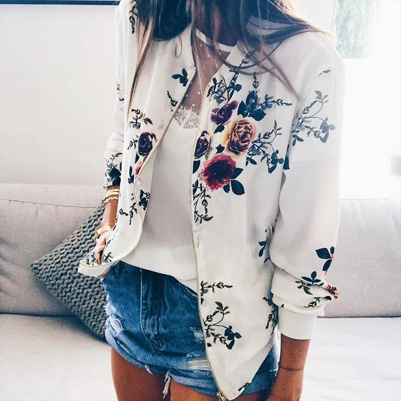 Hazel | Veste bomber à motif floral chic