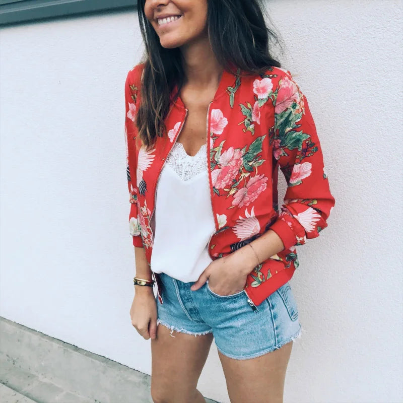 Hazel | Veste bomber à motif floral chic
