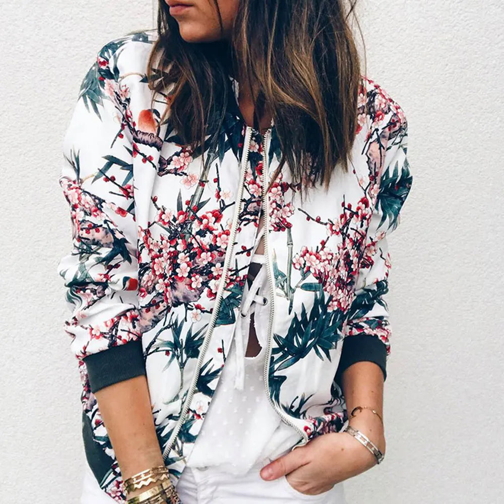 Hazel | Veste bomber à motif floral chic
